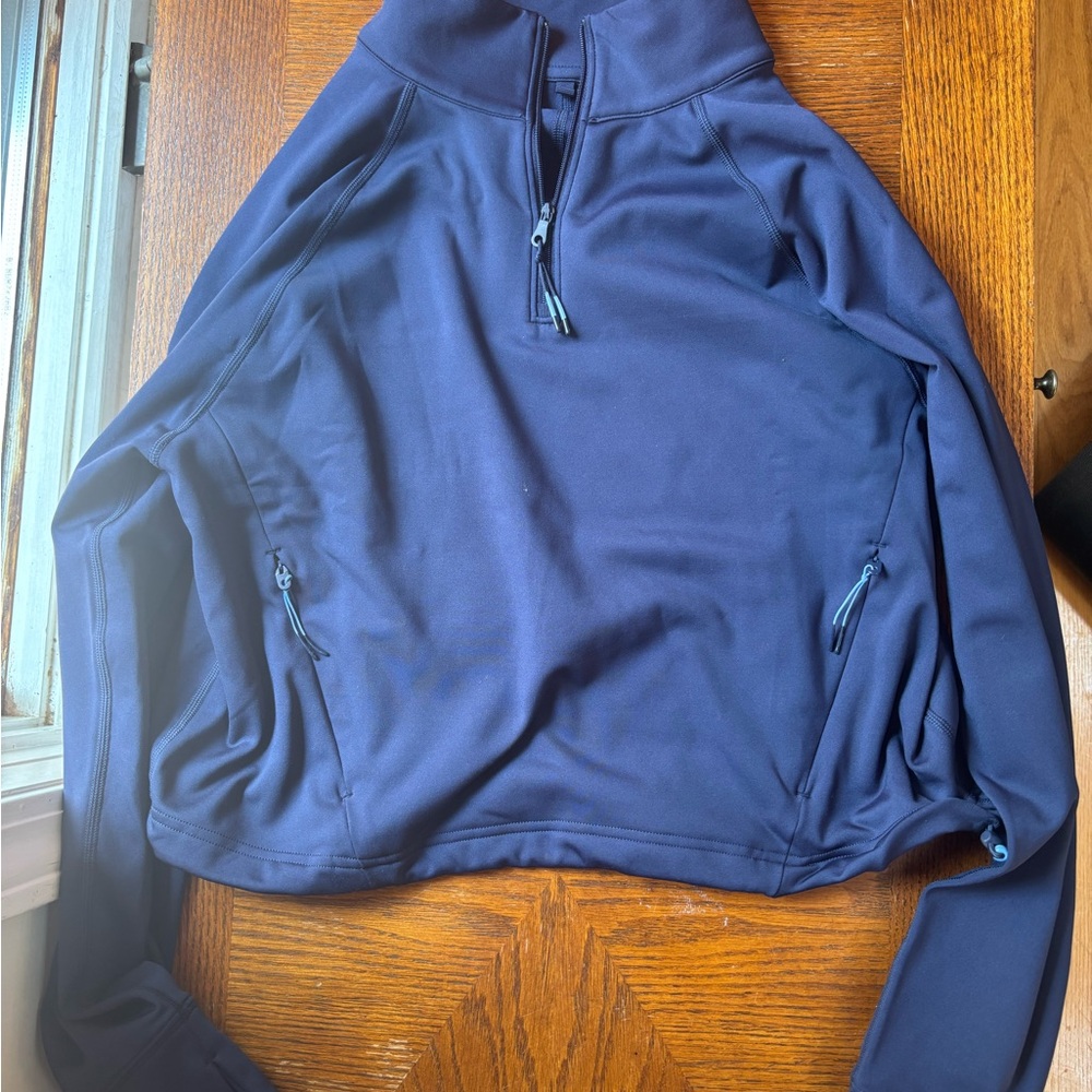 Aerie Navy Blue Quarter-Zip Sweatshirt